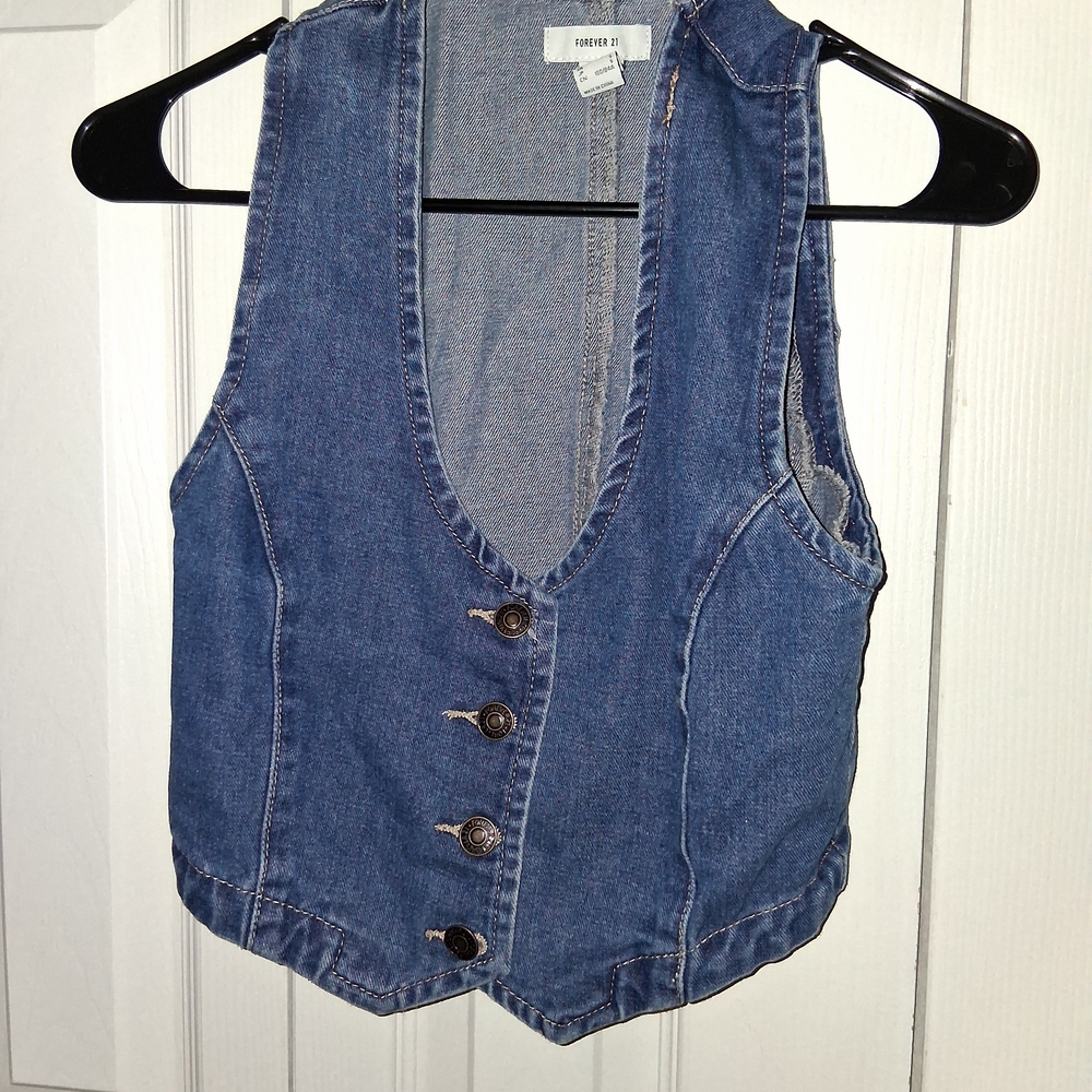 Forever 21 Blue Denim Vest